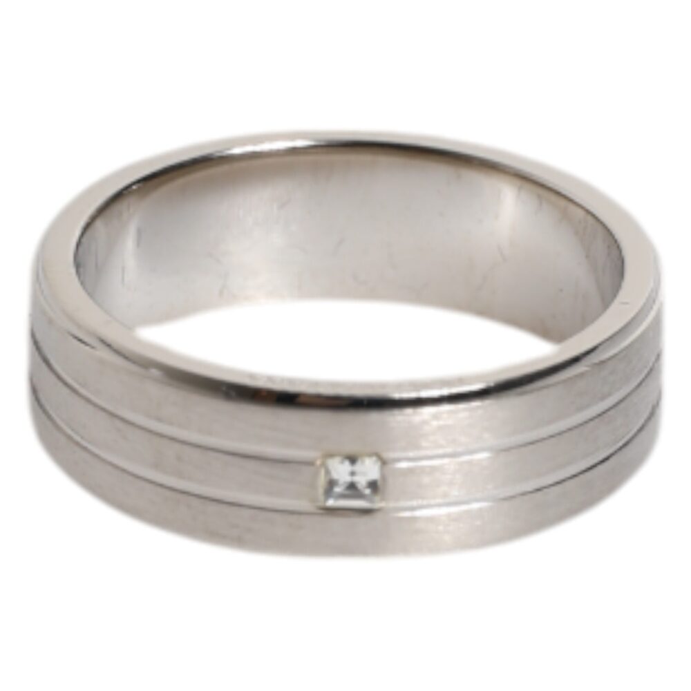 Silver Tone Brass Clear Crystal DG Logo Ring