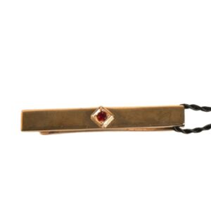 Gold Tone Brass Crystal Branded Tie Clip Bar