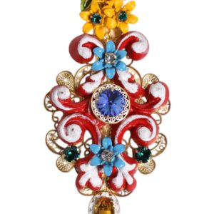 Multicolor Spring CARRETTO Gold Brass Crystal Hair Clip