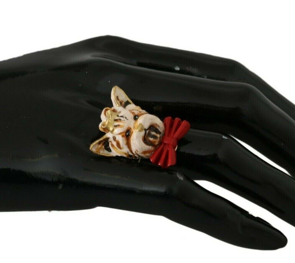 Elegant Canine-Inspired Gold Tone Ring