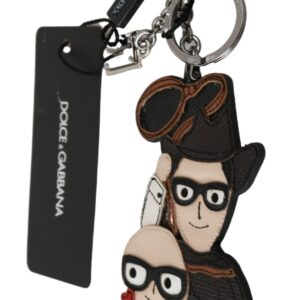 Chic Leather-Trim Keychain with Brass Accents