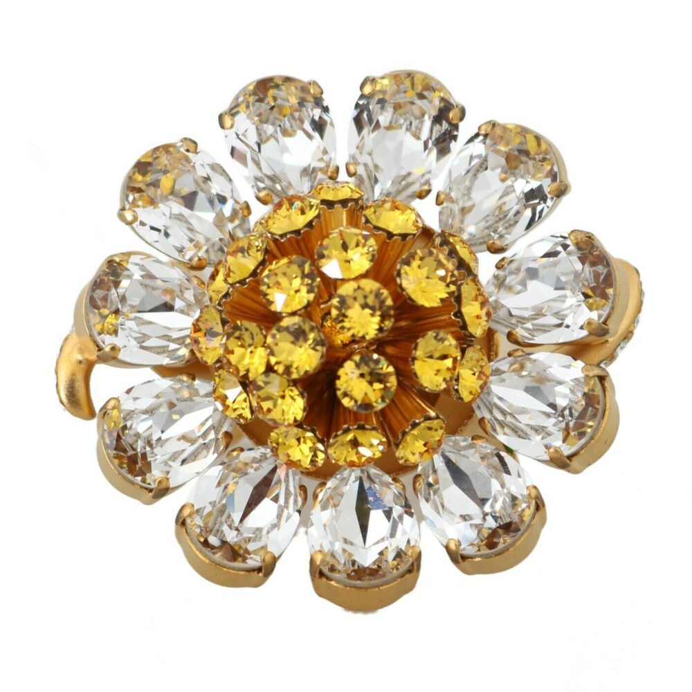 Crystal Flower Statement Ring Size US 7.5