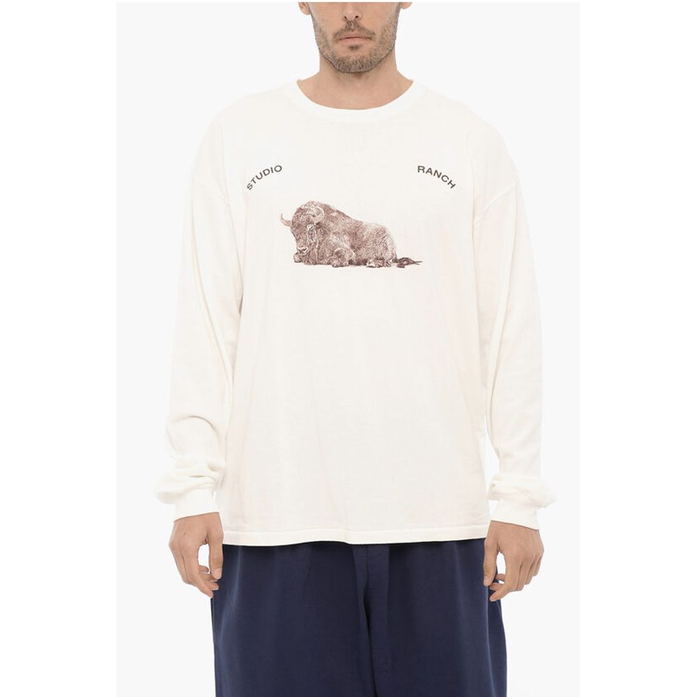 Long Sleeve STUDIO RANCH Crew-neck T-Shirt with Front Print