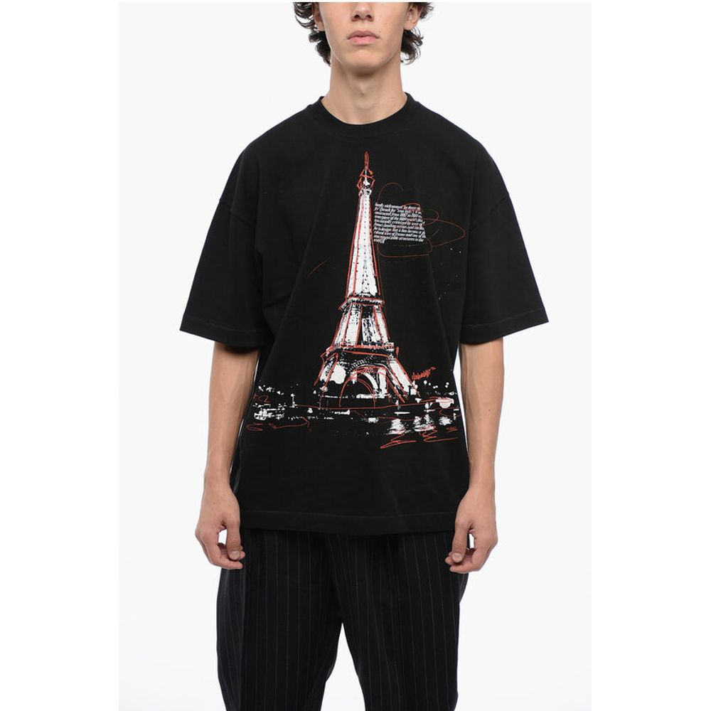 Cotton Crew-neck T-shirt With Frontal Print