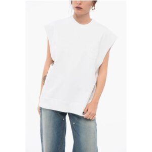 Brushed Cotton Sleeveless Sweatshirt with Logo Patch