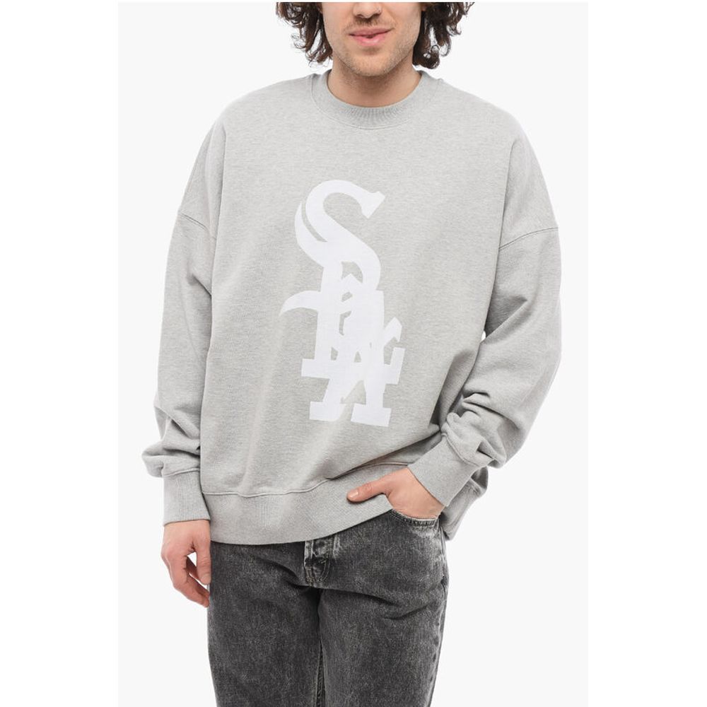 Brushed Cotton MIDWEST RELAXED Crew-neck Sweatshirt with Vel