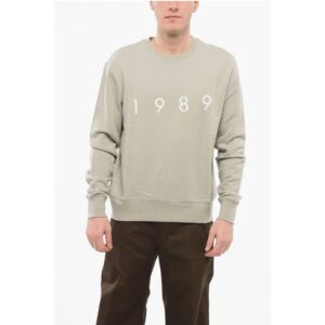 Brushed Cotton Crew-Neck Sweatshirt with Embossed Logo