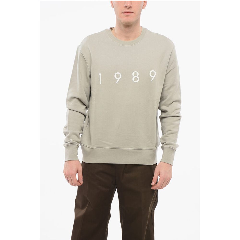 Brushed Cotton Crew-Neck Sweatshirt with Embossed Logo