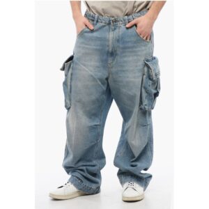 Acid Wash Effect Baggy Fit Cargo Jeans 25cm