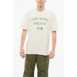Solid Color SAINT-HONORE ATHLETICS Crewneck T-Shirt with Con