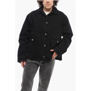 Solid Color Denim Jacket with Double Breast Pocket