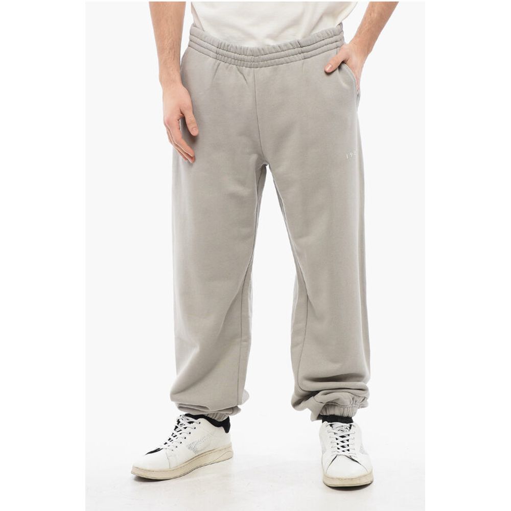 Solid Color Brushed Cotton Joggers with Embossed Logo