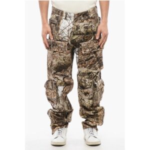 Patterned Cargo Jeans with Ankle Zip 20cm