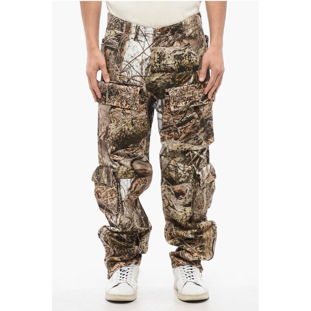 Patterned Cargo Jeans with Ankle Zip 20cm