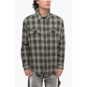 Cotton Flannel Shirt with Tartan Motif
