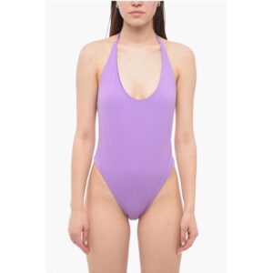 Solid Color Halterneck One-Piece Swimsuit