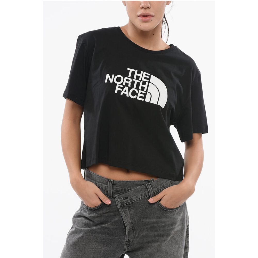 Crewneck Cropped T-Shirt with Printed Logo