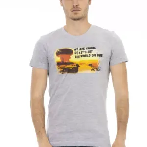 Gray Cotton Men T-Shirt