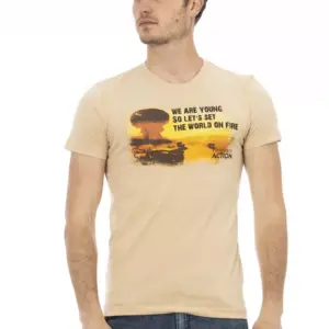 Beige Cotton Men T-Shirt