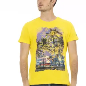 Yellow Cotton Men T-Shirt