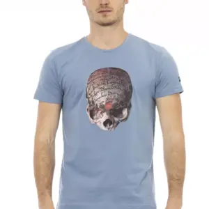 Light Blue Cotton Men T-Shirt