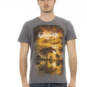 Gray Cotton Men T-Shirt