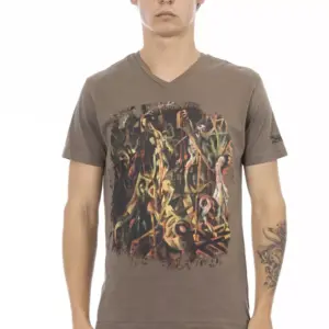 Brown Cotton Men T-Shirt