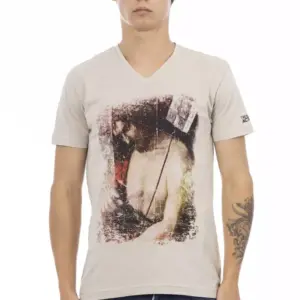 Beige Cotton Men T-Shirt