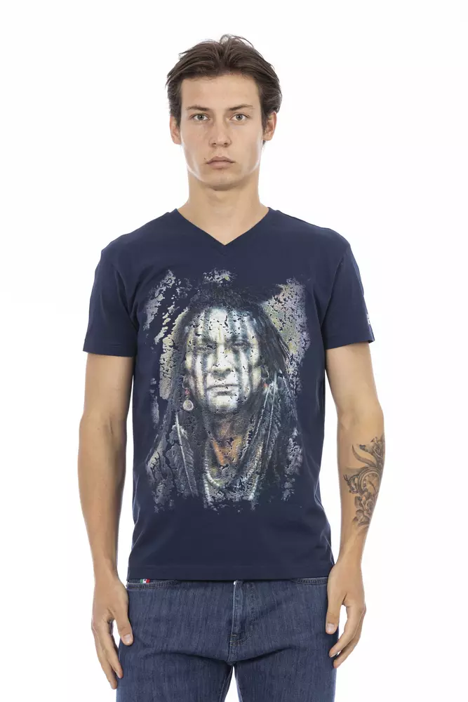 Blue Cotton Men's T-Shirt
