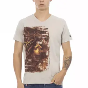 Beige Cotton Men T-Shirt