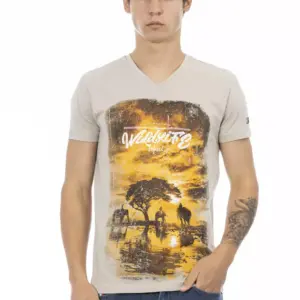 Beige Cotton Men T-Shirt