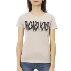 Beige Cotton Women T-Shirt