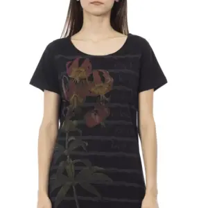 Black Cotton Women T-Shirt