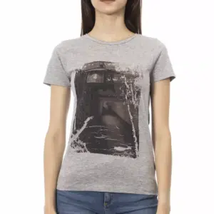 Gray Cotton Women T-Shirt