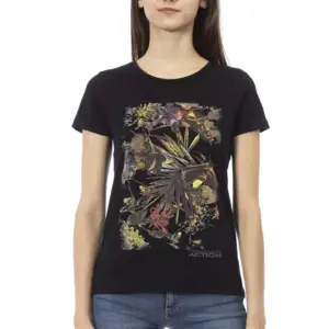 Black Cotton Women T-Shirt