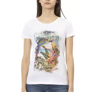 White Cotton Women T-Shirt