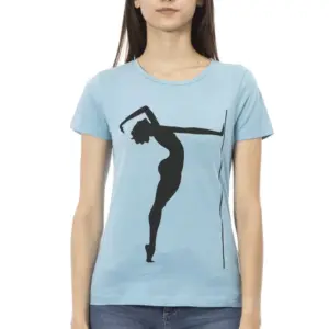 Light Blue Cotton Women T-Shirt