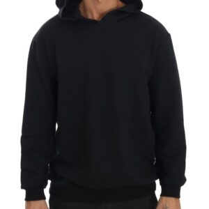 Elegant Black Cotton Hooded Sweater