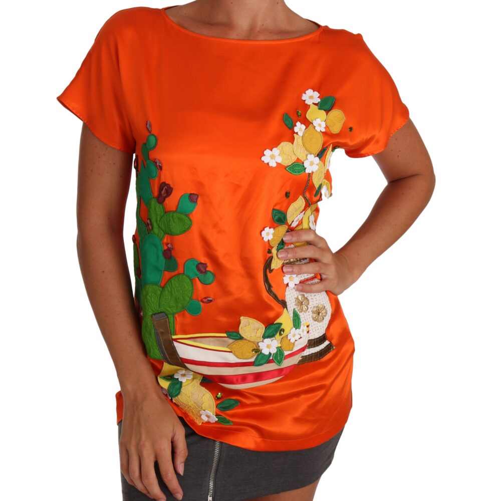 Sicilian Summer Silk Crystal-Embellished Top