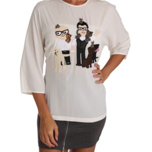Chic Figure Family Applique Silk Top