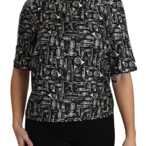 Exquisite Trumpet Print Silk Blouse