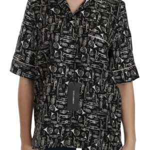 Musical Instrument Silk Collared Top