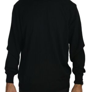 Elegant Black Virgin Wool Pullover Sweater