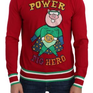 Elegant Red Wool-Silk Crewneck Sweater