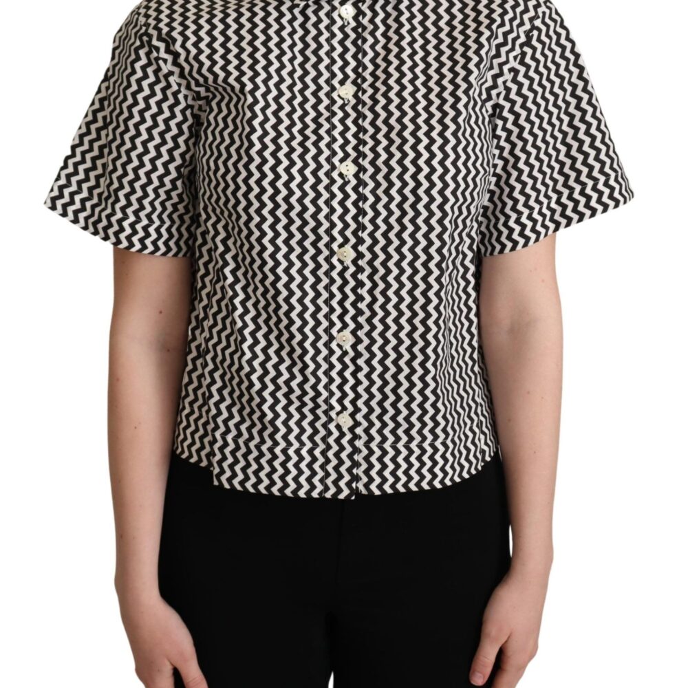 Zigzag Elegance Cotton Polo Top