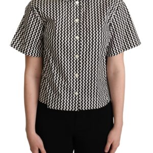 Zigzag Elegance Cotton Polo Top