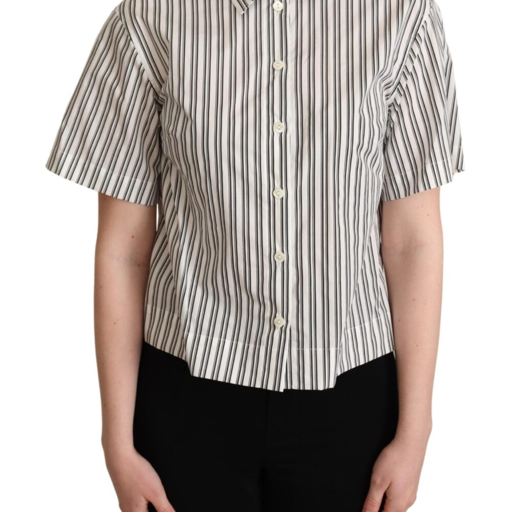 Elegant Striped Cotton Polo Top