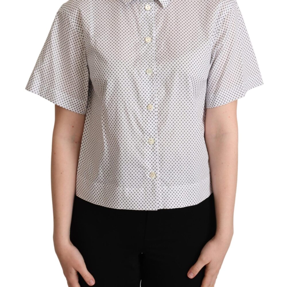 Chic Gray Polka Dot Short Sleeve Polo
