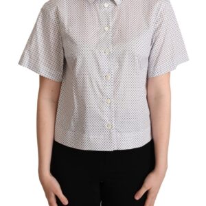 Chic Gray Polka Dot Short Sleeve Polo