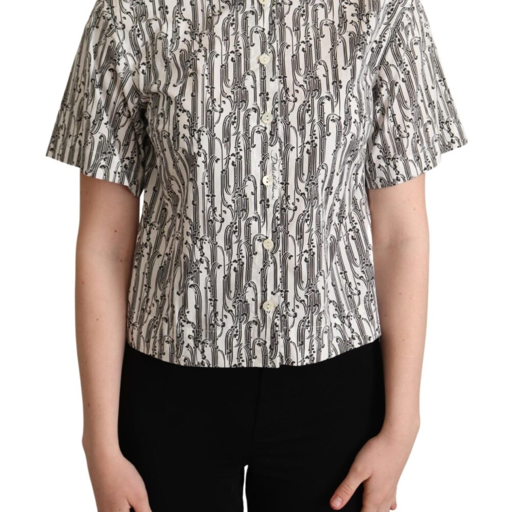 Elegant Floral Cotton Polo Top